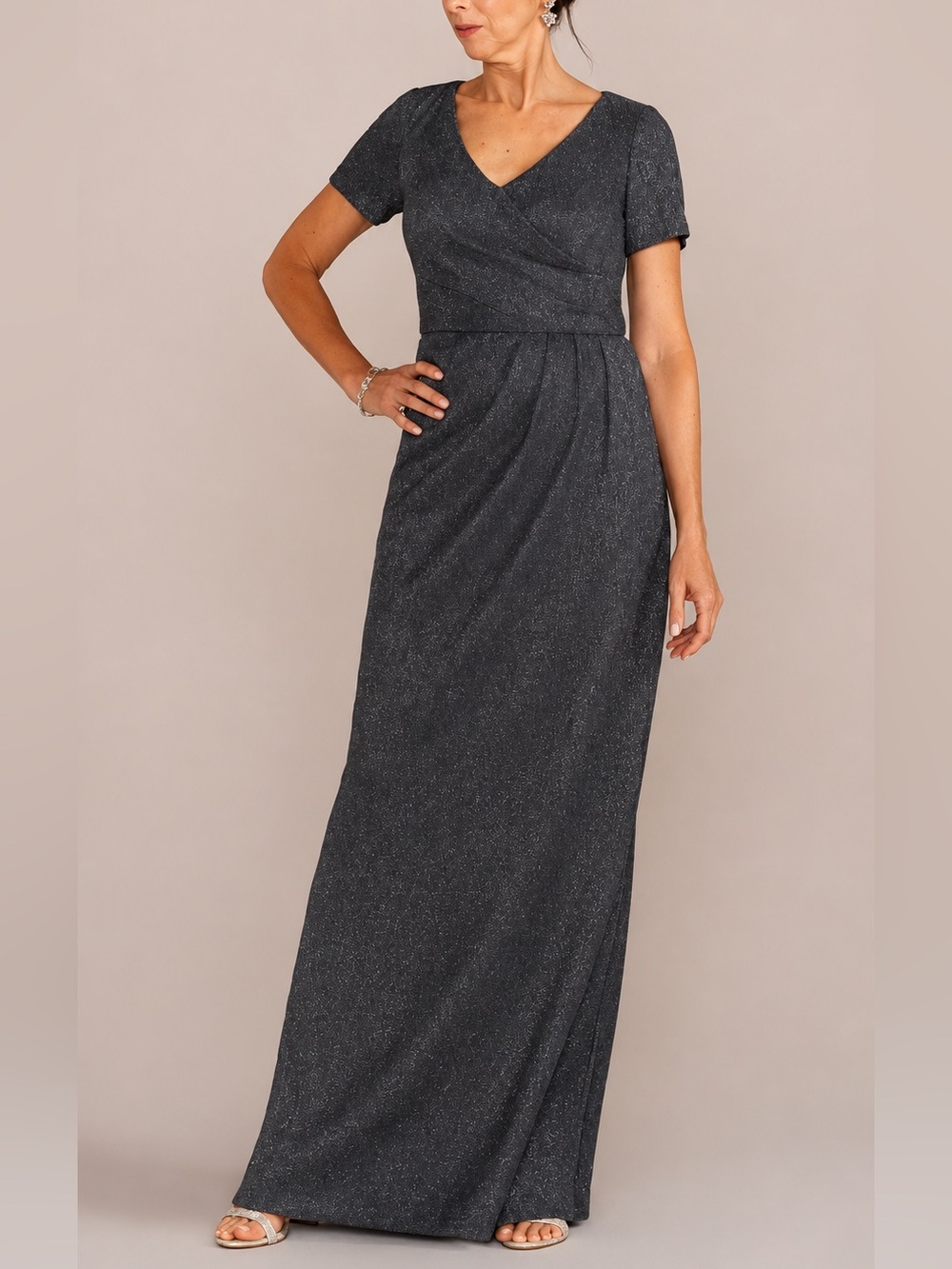 Oleg Cassini Mother of the bride Sparkle Wrap Maxi Dress